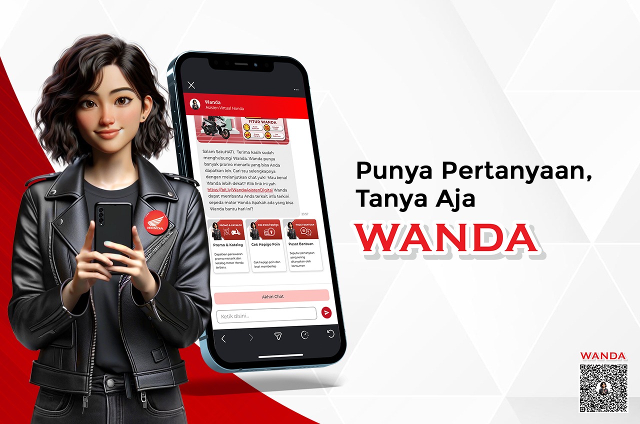 tanya seputar motor honda jadi lebih gampang, cukup chat wanda 24 jam nonstop